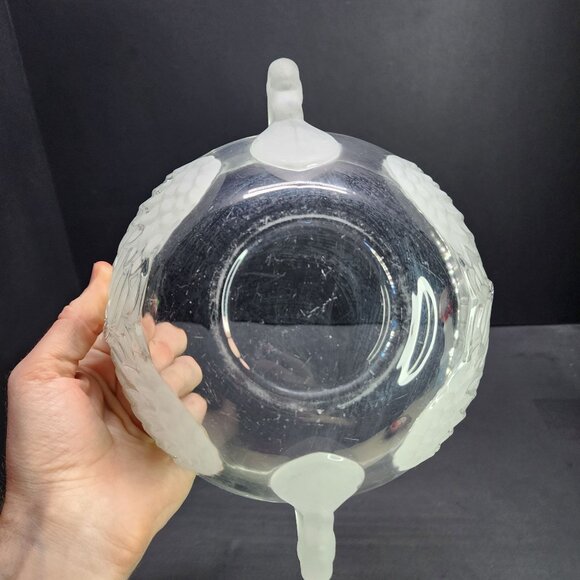 Vintage Mikasa Frosted Clear Glass Double Swan Bowl with Handles - Picture 7 of 8